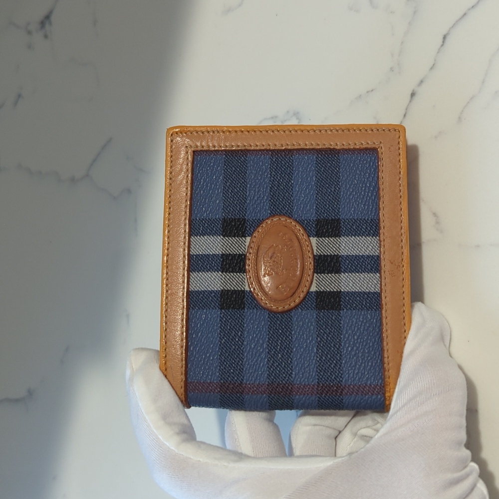 Burberry Bifold Nova Check Blue Plaid Leather Men's Wallet